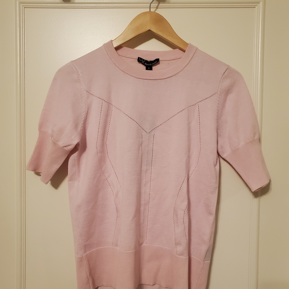 Pink Short Sleeve Knit Top